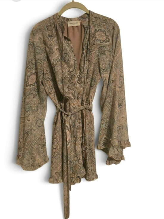 Goodnight Macaroon Pants - Goodnight Macaroon Brown Paisley Tie-Waist Romper